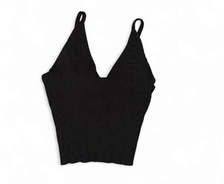Rippstrick Top Schwarz Grösse S/M Träger Grösse 36/38 ☀️