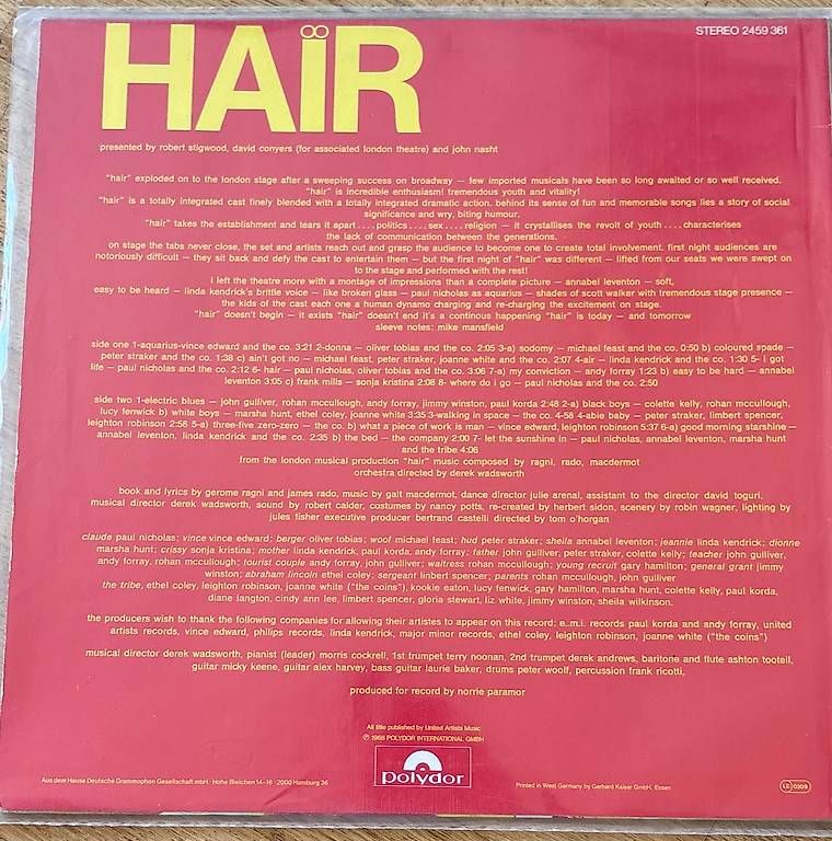 Dischi in vinile: Hair – Usato da Zürich venduto da rafa014 1
