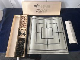 Spielesammlung Mühle Dame Schach Bayerwald Holzfiguren