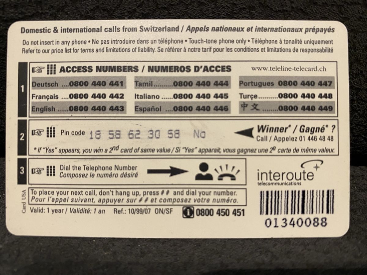 Cartes de téléphone: Teleline – D'occasion à Lausanne par babacard10 1
