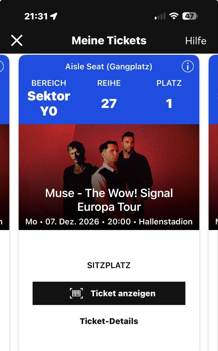 Biglietti: Muse Ticket Konzert 07.12.2026 – Nuovo (secondo la descrizione) da Ueken venduto da ming-wing 1