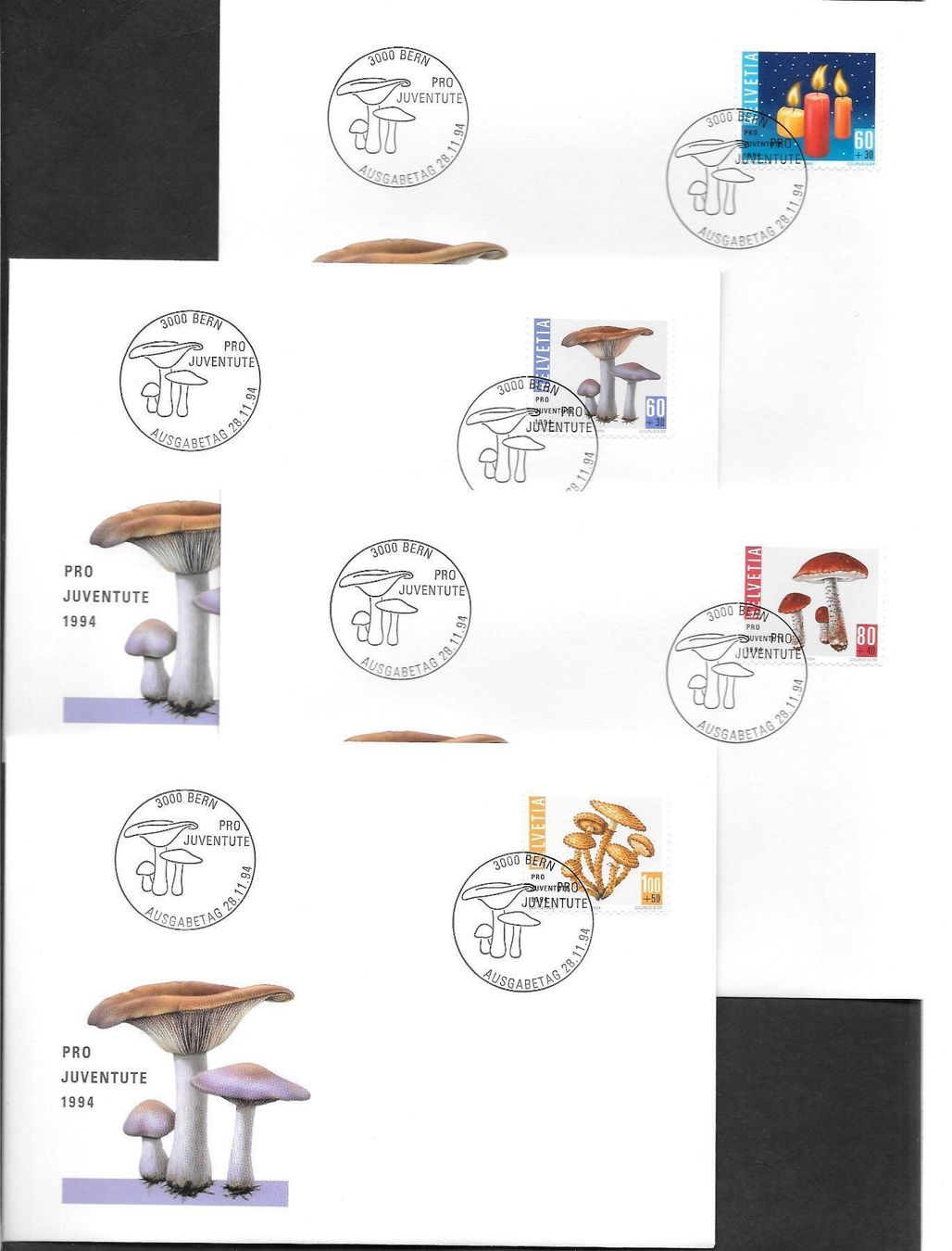Alle Briefmarken: 4 FDC Pro Juventute 1994 Serie Einzelmarken ET 28.11.1994 – Neu (gemäss Beschreibung) aus Olten von clotaldi
