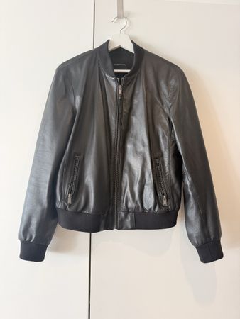 Costume National Leather Bomber Jacket Black 