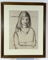Alfred Kobel Grosse Zeichnung Kohlestift Mädchenportrait