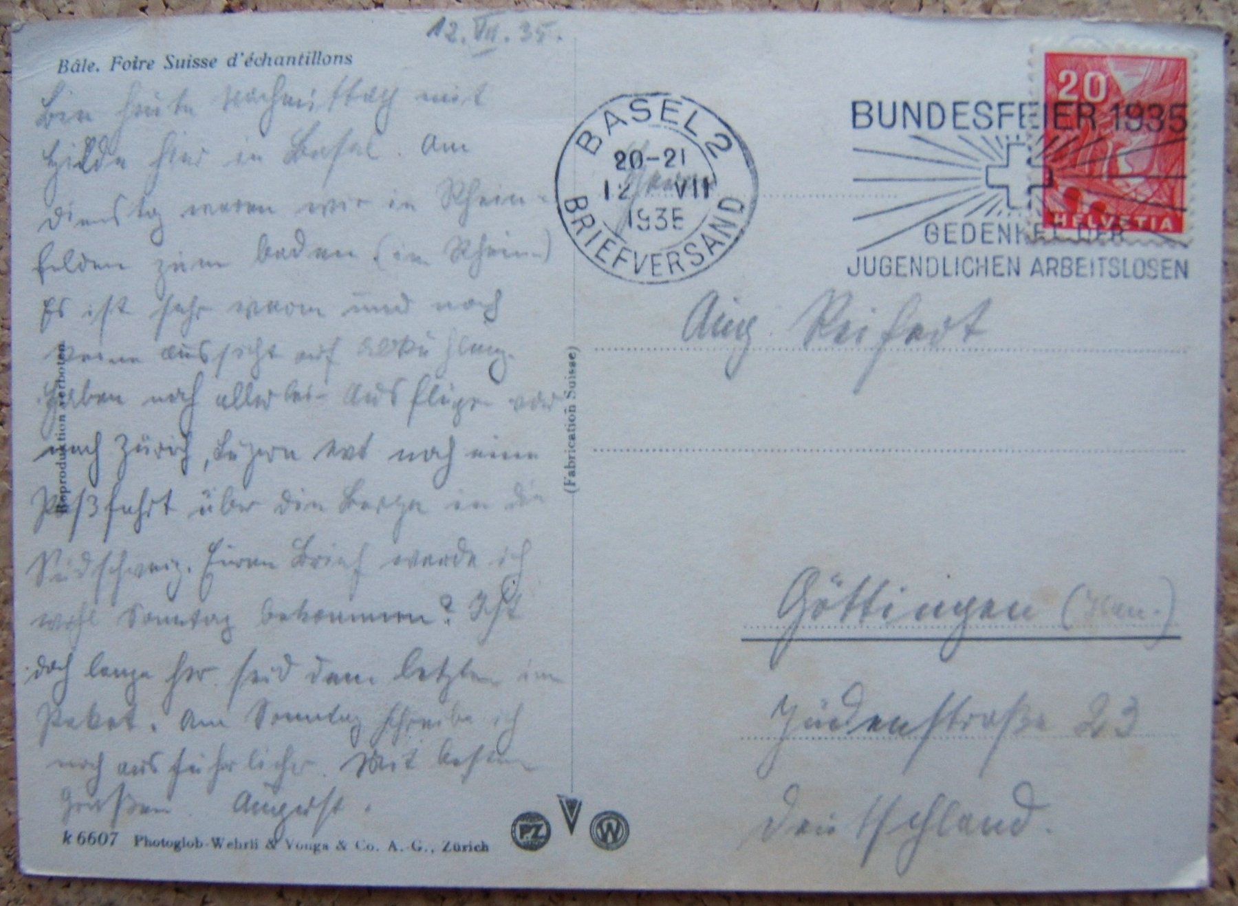 Ansichtskarten: FOTO-AK BASEL MUSTERMESSE 1935 – Gebraucht aus Brunnen von Nonne04 1