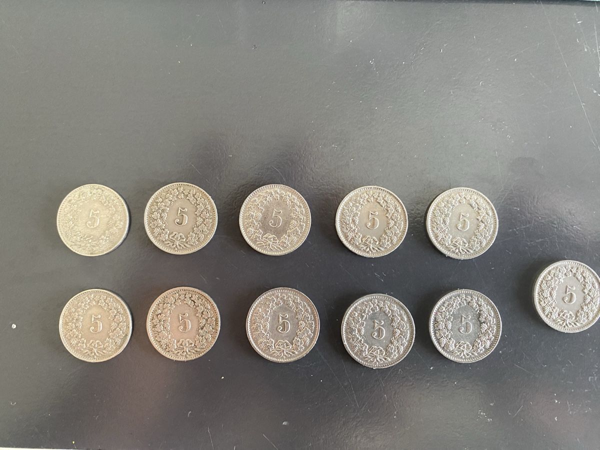 Alle Münzen: Pièces 5 centimes Confédération Suisse 1910-1962 – Gebraucht aus Lausanne von Csamadhi 4