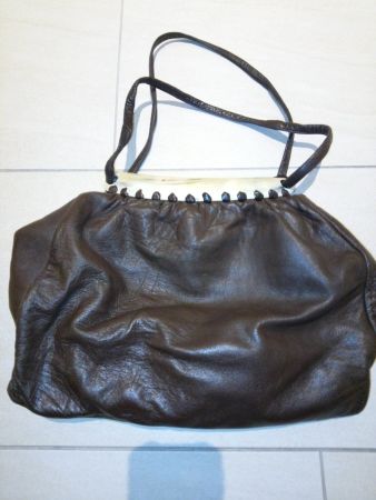 Vintage Handtasche 70er Jahre, braunes Leder