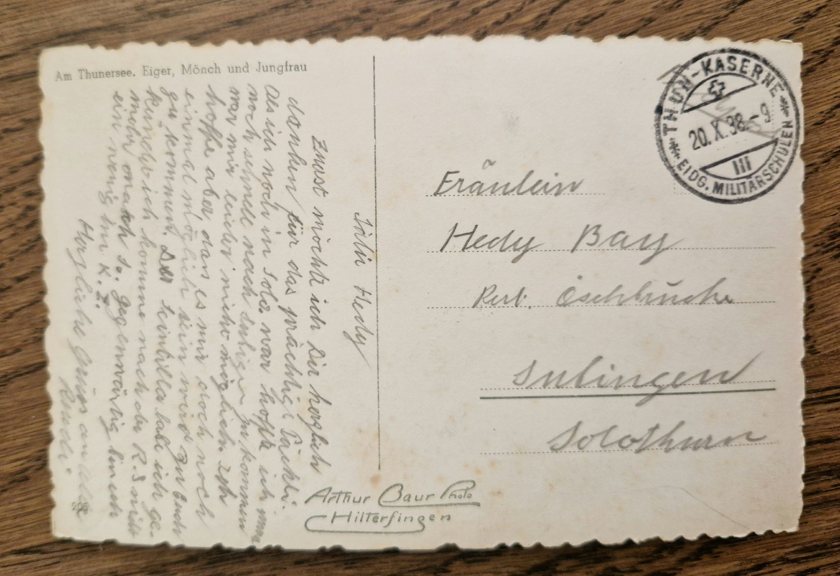 Cartoline postali: Am Thunersee, Feldpost, deutlicher Stempel Kaserne Thun – Usato da Ebikon venduto da Donar50 2