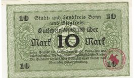 Bonn 10 Mark 1923 VZ++-UNZ Stempel rot