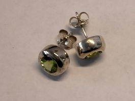 Silber Ohrstecker mit grünem Stein 925er Silber