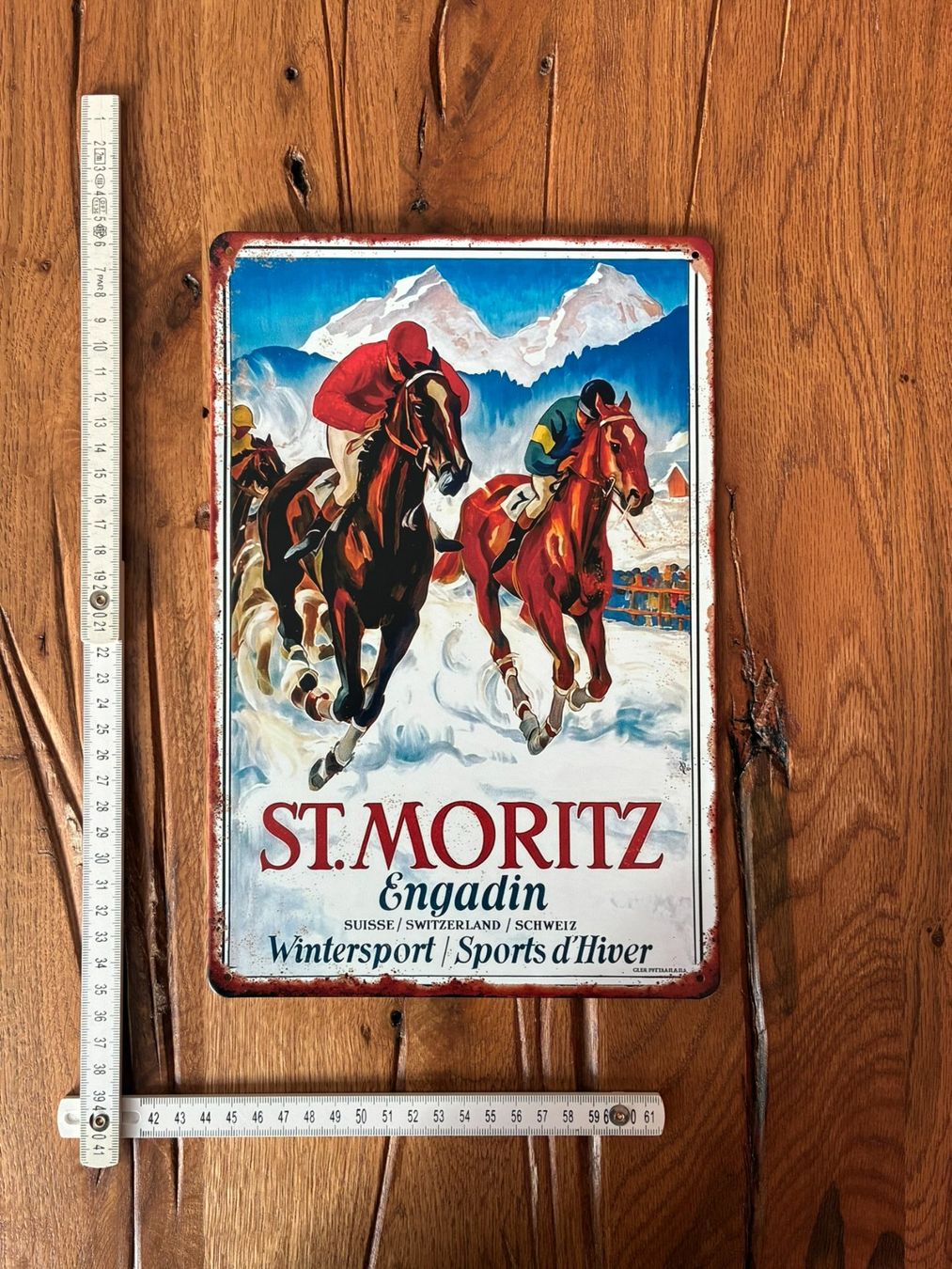 Cartoline postali: St. Moritz - schönes Retro Blechschild - 20x30 CM - neu!!! – Nuovo e nell'imballaggio originale da Bremgarten AG venduto da Eurotiz 1