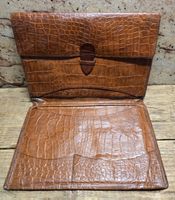 Tasche Leder Krokoprint braun Lederwaren guter Zustand