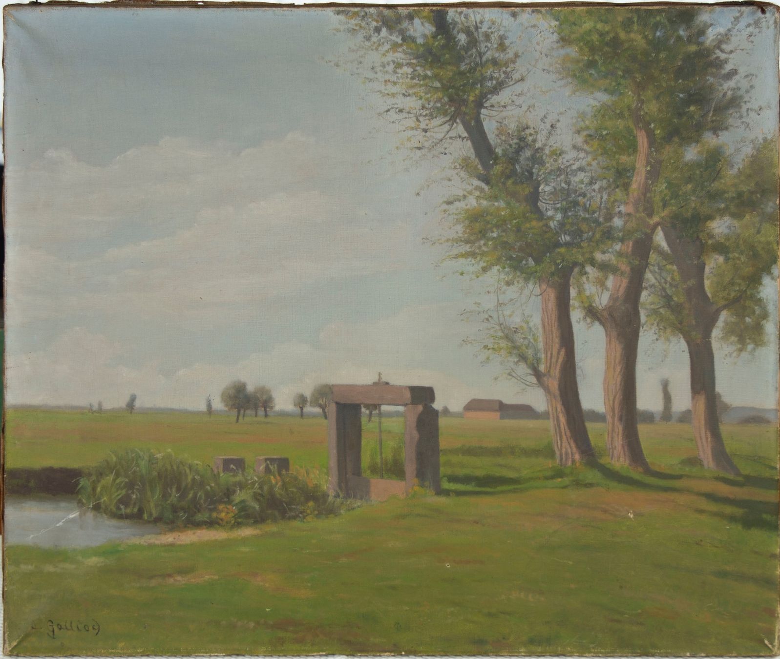Gemälde: A. Galliod  – Feldlandschaft – Gebraucht aus Basel von bigmbh