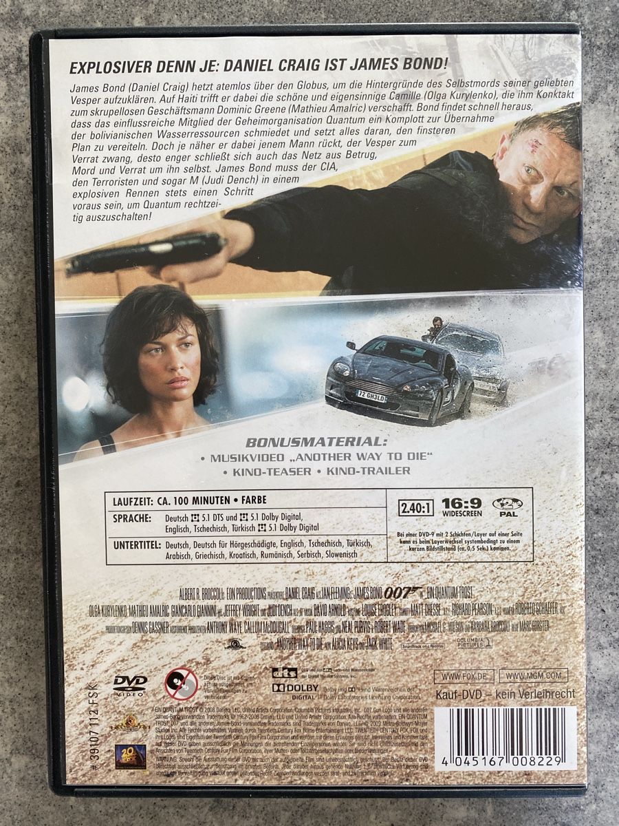 Tutti i DVDs: DVD James Bond 007 Ein Quantum Trost – Usato da Niederbüren venduto da funkel06 2