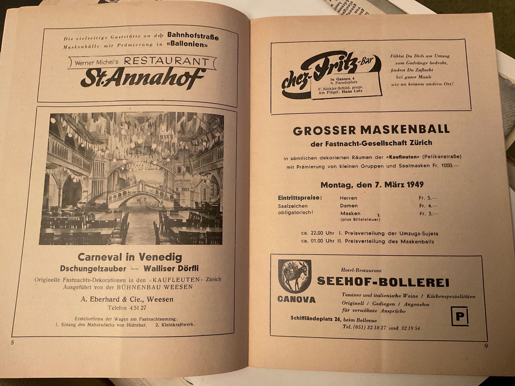 Documenti: Zürcher Fastnacht Programm 1949 - Offiziell – Usato da Tecknau venduto da bleilaus 3