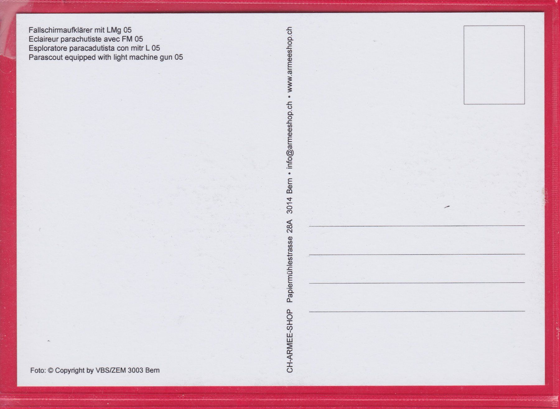Cartoline postali: FALLSCHIRMAUFKLÄRER MIT LMG 06 – Usato da Oberrieden venduto da Gebirgsstelze 1