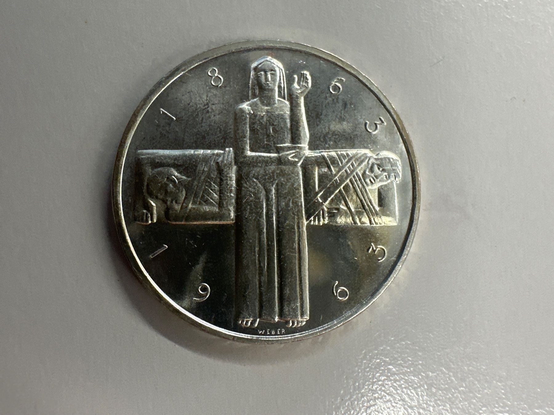Tutti le monete: 5 Fr.  Silber Schweiz 1963 Rotes Kreuz – Usato da Herisau venduto da herau