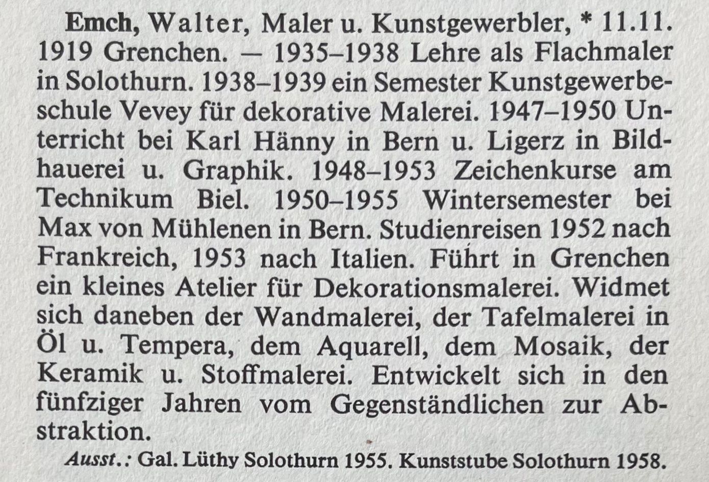 Dipinti: Emch Walter (1919-1997) – Usato da Grosshöchstetten venduto da Perle1951 5