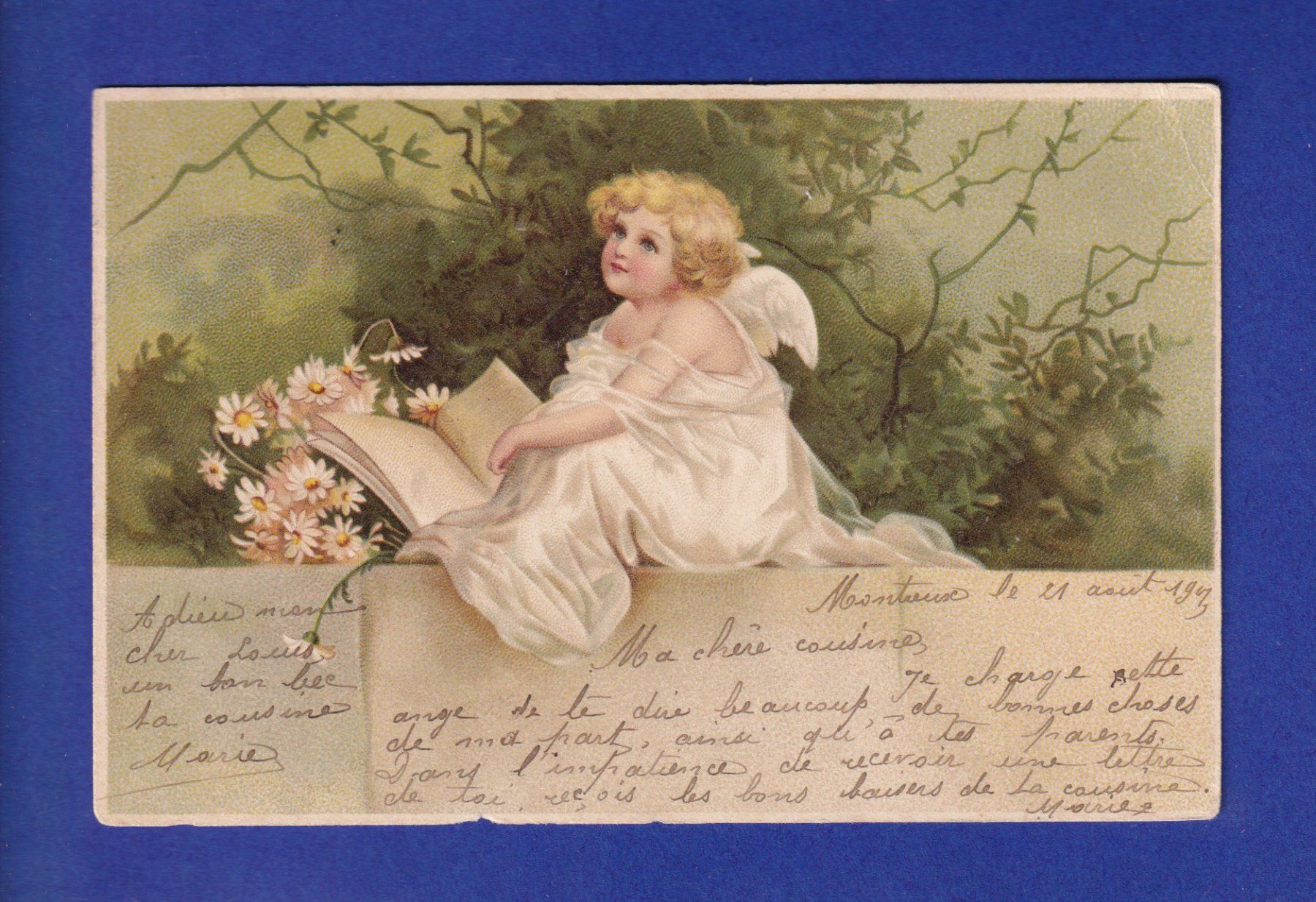 Cartoline postali: ENFANT - Ange songeur – Usato da Pully venduto da nicecards-shop