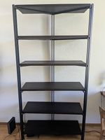 Metall-Regal mit Holz-Tablaren (216x109x38)