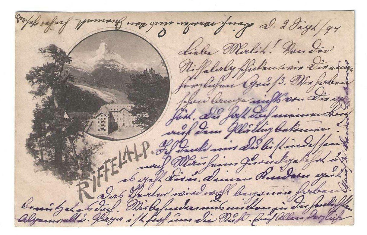 Ansichtskarten: RIFFELALP  VS, 1897  !! – Gebraucht aus Weinfelden von Fortuno