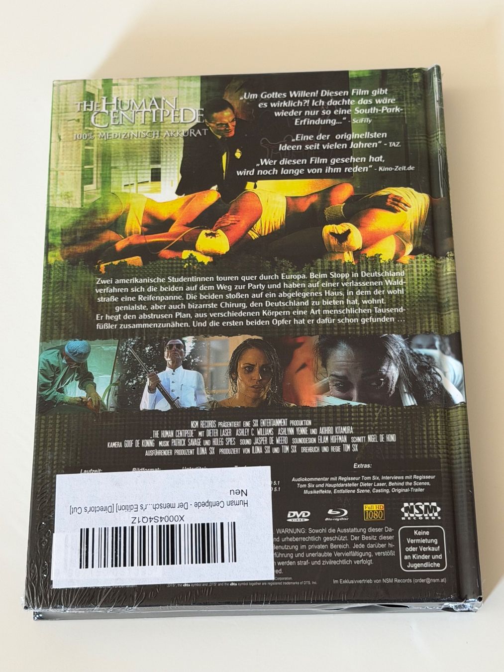 Tutti i DVDs: The Human Centipede - Uncut Mediabook Blu ray + DVD – Nuovo e nell'imballaggio originale da Altstätten SG venduto da sheamus 1