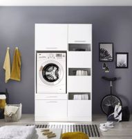 Waschmaschinenschrank Wäscheschrank - 117cm Weiss - 1 Gerät