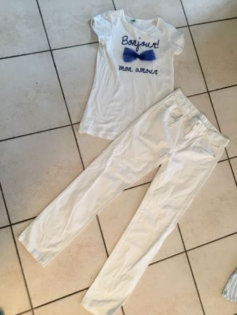 Weisses Benetton Kleiderset Gr.160👧🏼