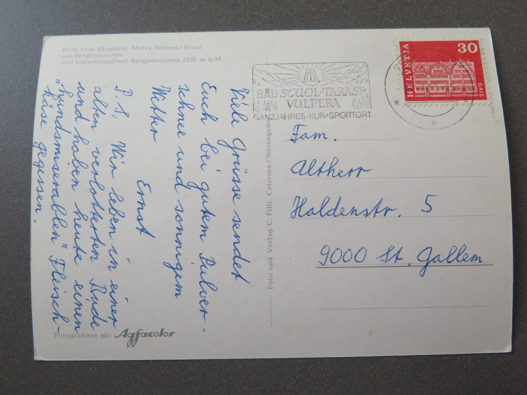 Cartoline postali: SCHULS-SCUOL - MOTTA NALUNS – Usato da Wittenbach venduto da lipasal 1