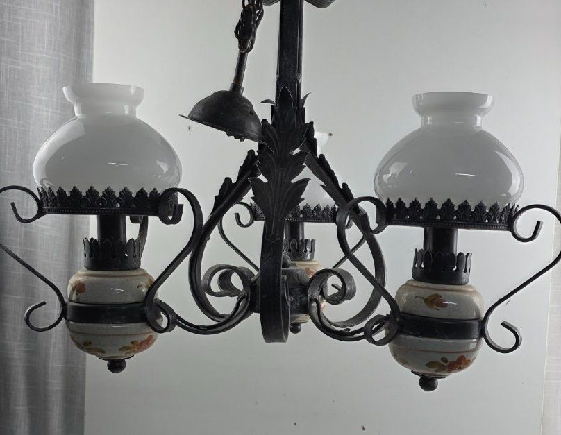 Lampadari & plafoniere: Antike Hängelampe mit Glas und Keramik – Usato da Flums venduto da Flumsantik