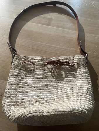 Tasche Sézane Bast Raphia Leder Schultertasche Sommer