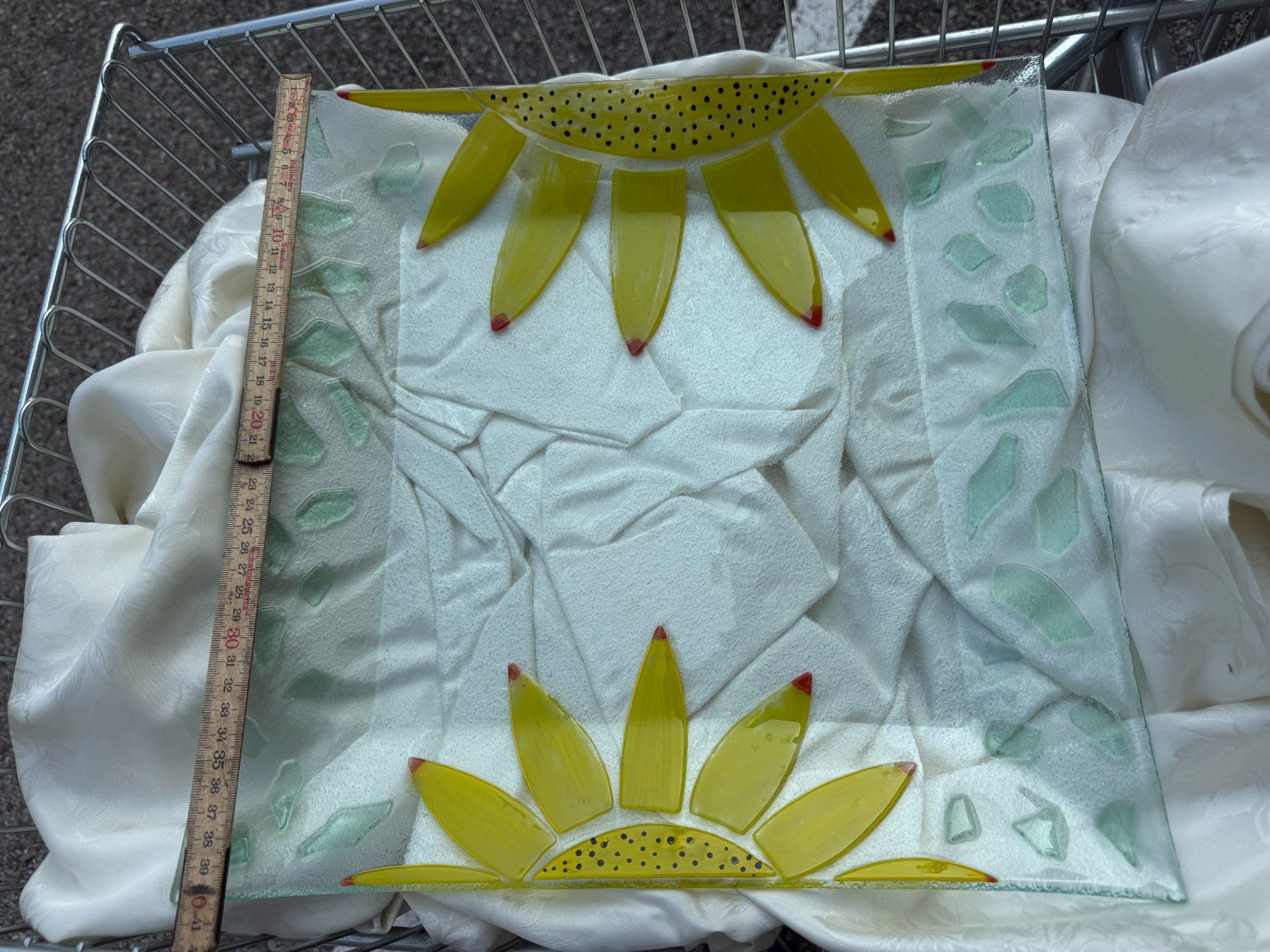 Piatti di portata: Glasplatte 40 x 38,5 cm große handbemalt – Usato da Vacallo venduto da cri_229f 5