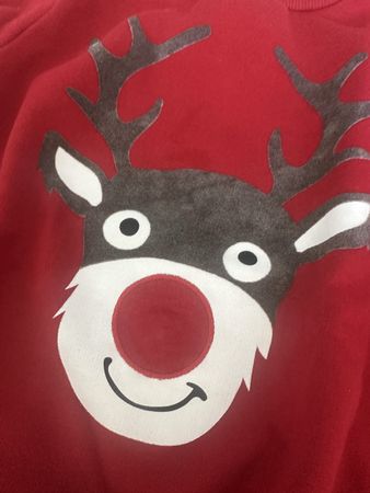 Roter Palomino Pulli, Gr. 122, mit Rentier-Motiv für Weihnac