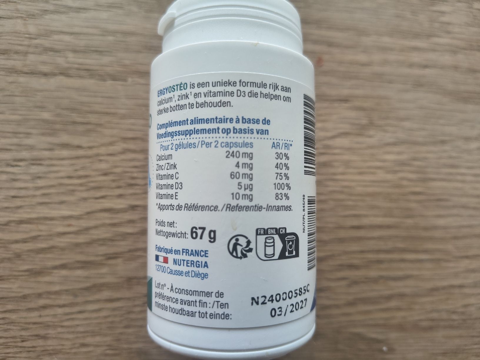 Cibi & Specialità: Ergyostéo Nutergia "ossature" avec calcium – Nuovo e nell'imballaggio originale da Ependes FR venduto da vintage02 1