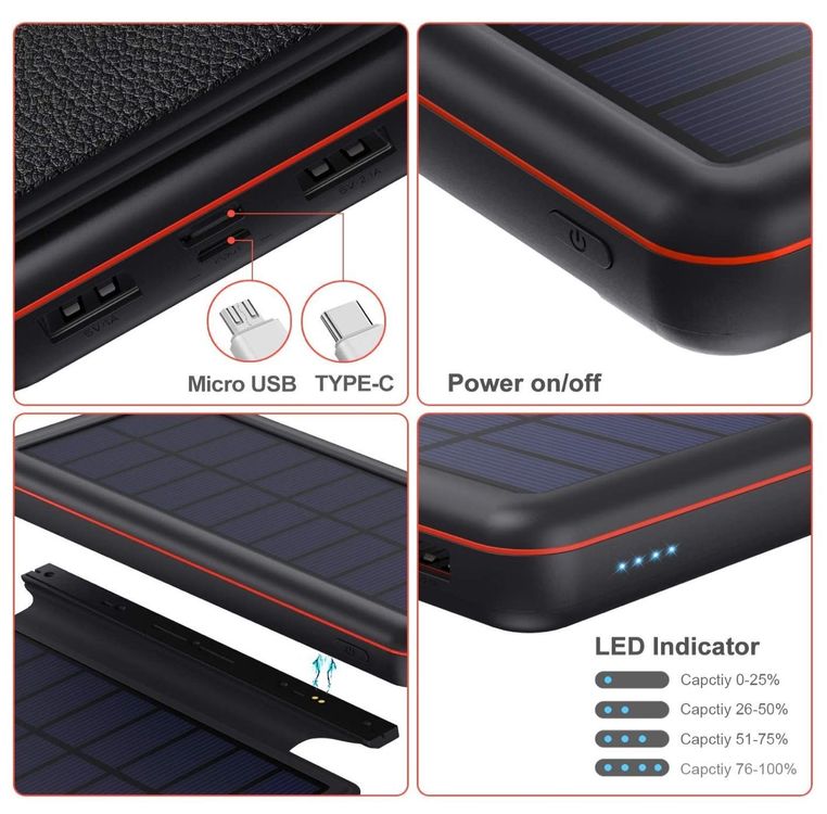 Panneaux solaires: Solar Powerbank 26800mAh mit 4 Faltbar Sonnenkollektoren – Neuf avec emballage d'origine à Bülach par JBCStore 1