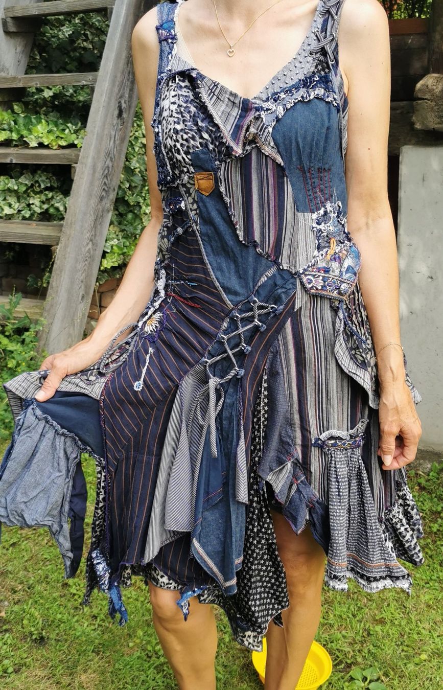 Vestiti: Ausgefallenes Patchwork-Kleid Gr. 38 – Nuovo (secondo la descrizione) da Naters venduto da felizb60 3