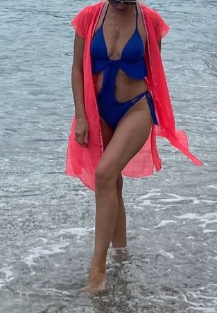 Trasparente abito vestaglia-colore fucsia neon-1Size-vacanze