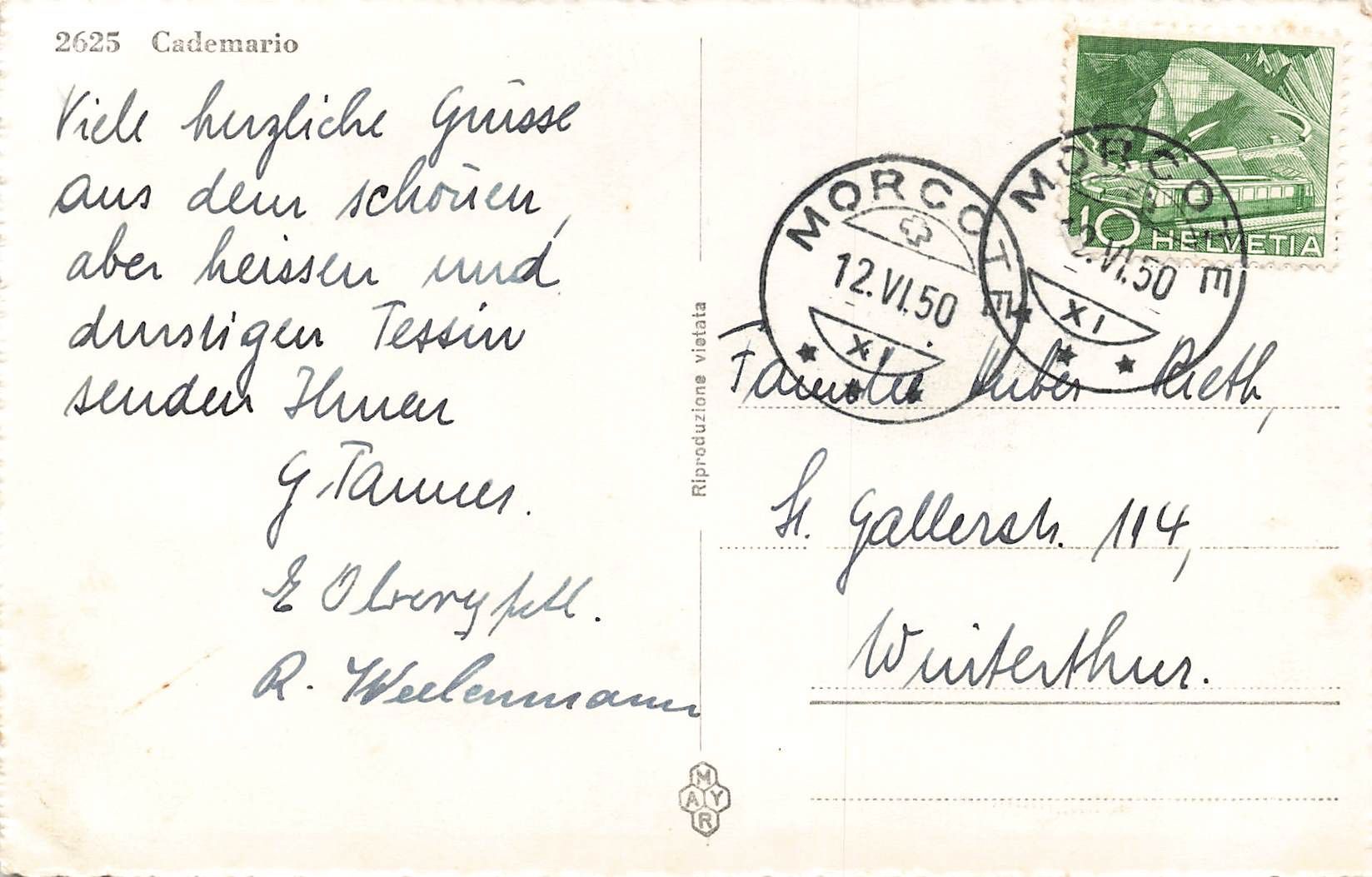 Cartoline postali: Cademario – Usato da Biasca venduto da Blenio71 1