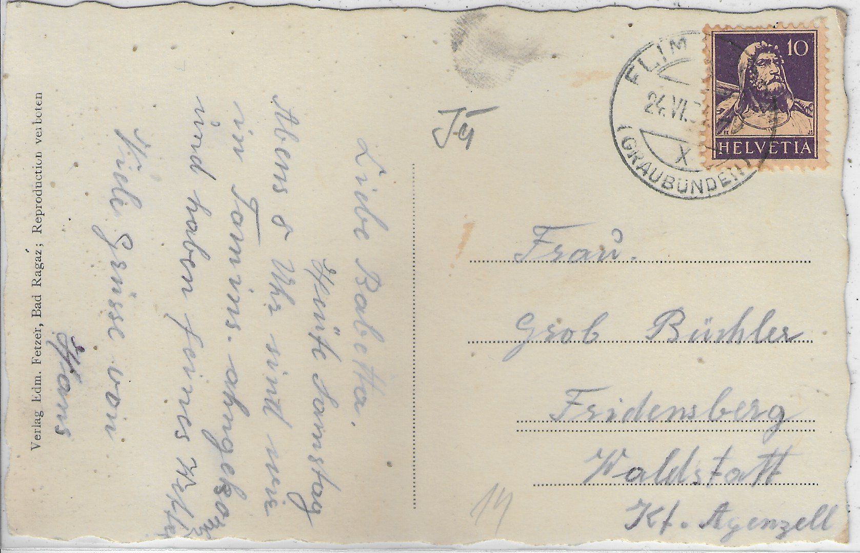 Cartoline postali: Vättis - Generalansicht – Usato da Ettingen venduto da Kartenplanet 1