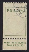 1927/33 Francozettel Nr. 3.Ab1, mit Anhänger ʘ, KP 3.-
