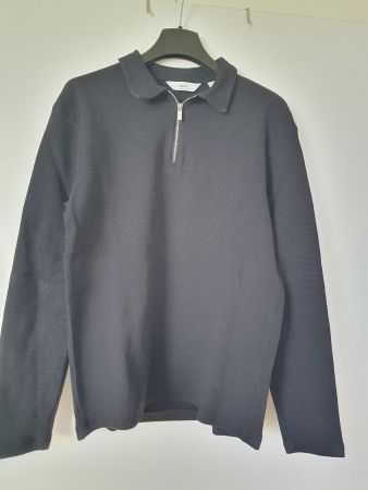 Next Poloshirt mit Reissverschluss, schwarz, Grösse S.