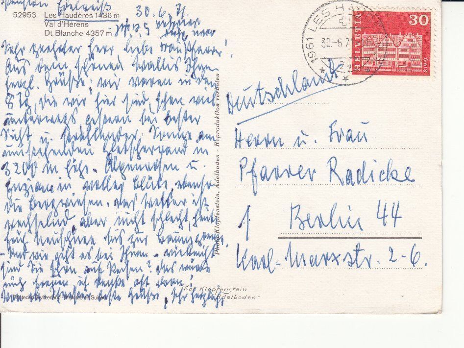 Cartoline postali: Les Haudères 1971 – Usato da Bürglen TG venduto da StampGraf 1