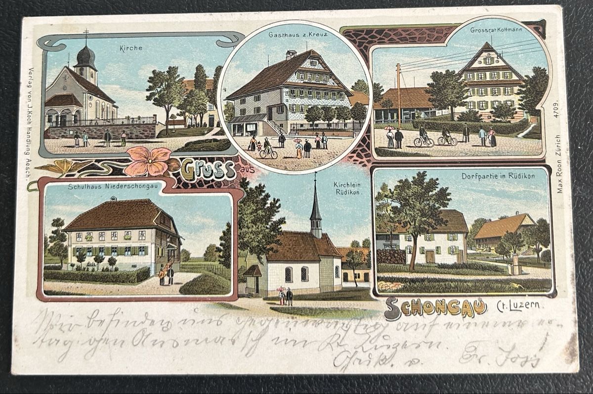 Cartoline postali: Gruss aus Schongau Litho  – Usato da Horw venduto da Tellbub