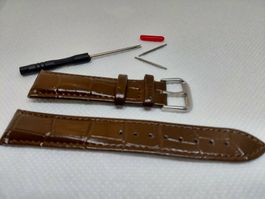 Bracelet de Montre 22mm Cuir Marron + Kit d'Outils Neuf