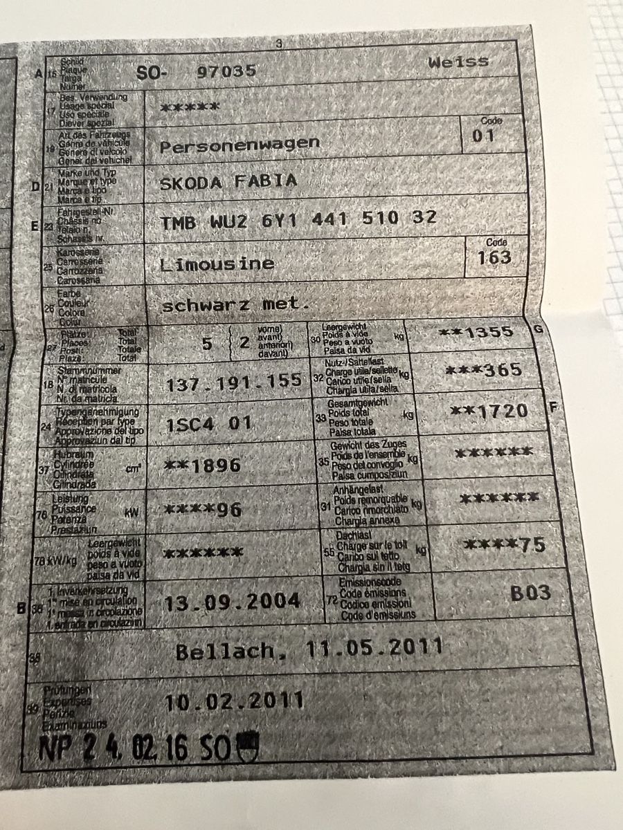 Skoda Automobili: Skoda Fabia 1900 – Difettoso da Laufen venduto da groove60 9