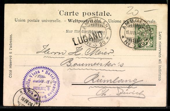 Cartoline postali: AK Lugano, Hotel, Pension Berna – Usato da Berlin venduto da bartko-reher 1