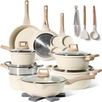 Topfset 21-tlg Induktion Töpfe Pfannen mit Deckel Beige
