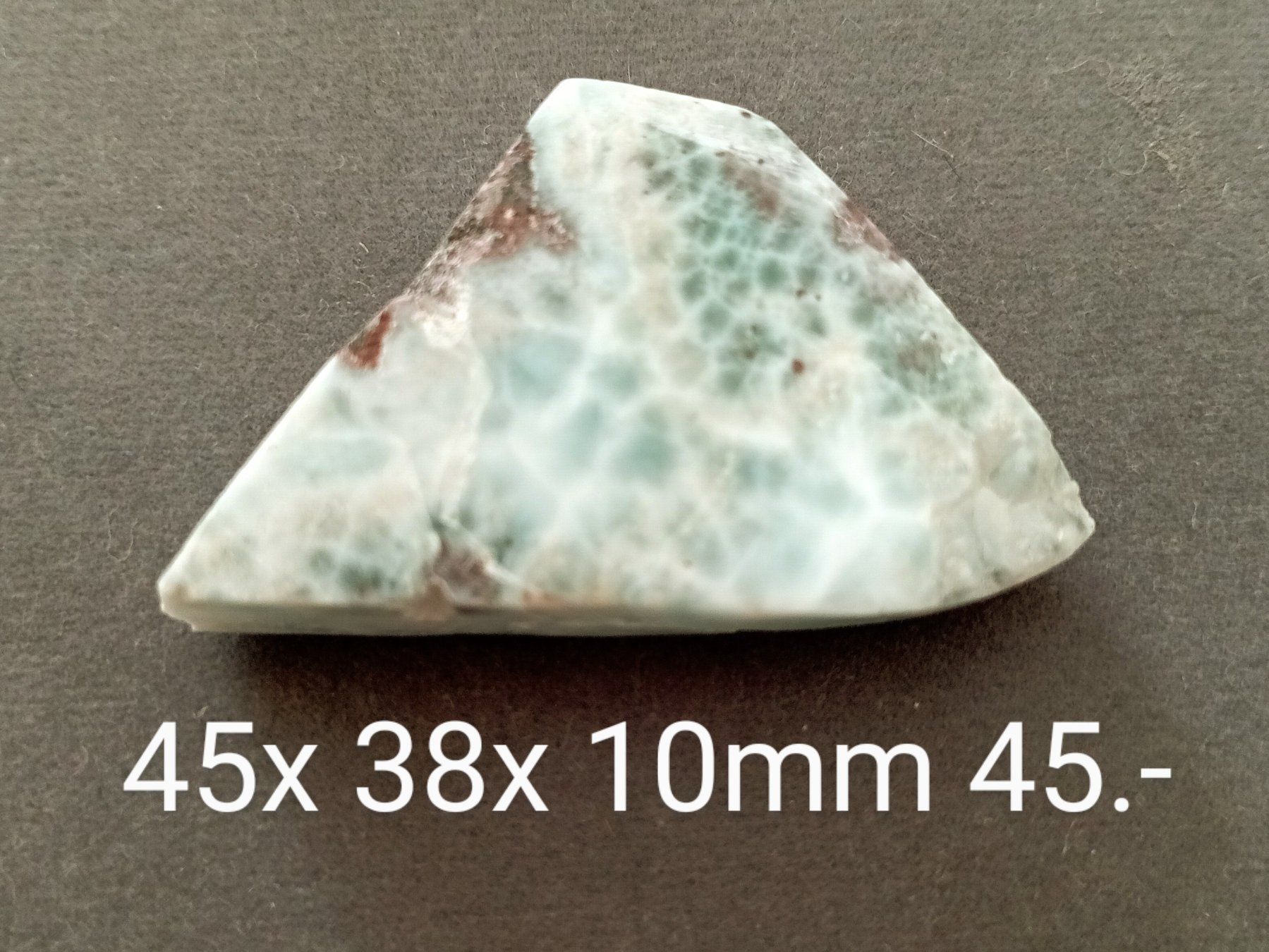 Edelsteine: Schöne LARIMAR -Platte 45x38x10 mm – Neu (gemäss Beschreibung) aus St. Gallen von nataraj