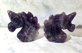 2 Amethyst Einhorn Büsten 85g