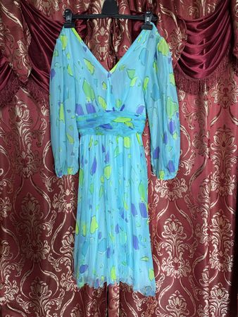 Designer Sommer Kleid, handgenäht, S, türkis